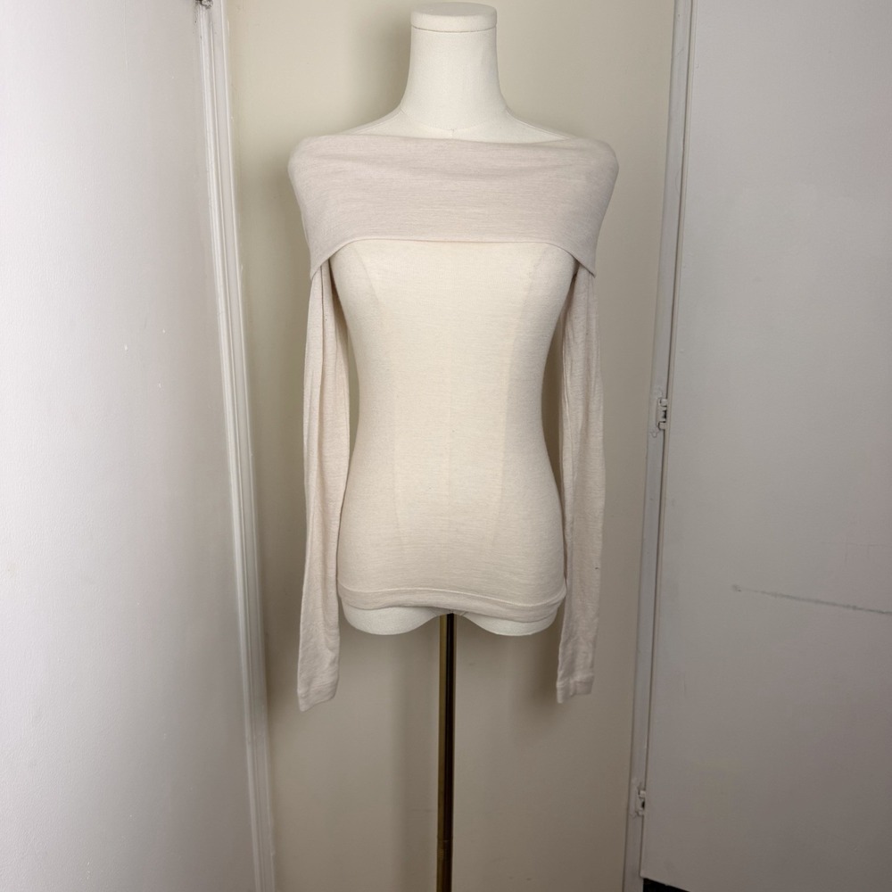 COS Women's Off-Shoulder  100% Merino Wool Top Size - Off White Sz XS